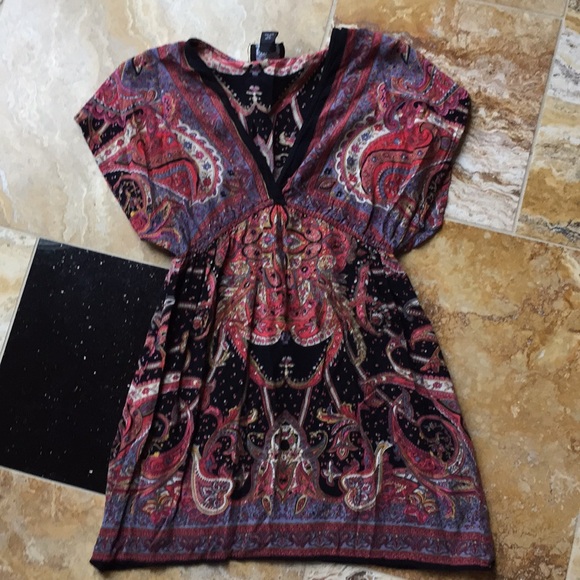 Angie V-neck ornate shirt tunic/Elastic waist band - Picture 2 of 7